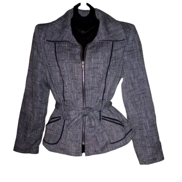 trenz Jackets & Blazers - Trenz Petite Jacket. Tweed Look Classic Elegance. Linen and Cotton. Lined. Large